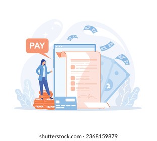 Online payment concept. Digital bill, Regular payments as gas, water, electricity, heating, flat vector modern illustration