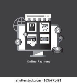 Online payment concept. E commerce flat design