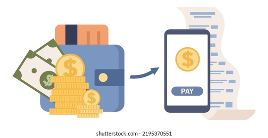 Online payment concept. Electronic invoice. Online shopping. Digital receipt bill. Mobile bank app. Vector flat illustration 
