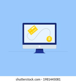 online payment concept illustration. Modern design concept of web page design for website and computer website.