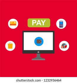 online payment online concept. Internet payments, protection money transfer, online bank vector illustration