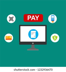 online payment online concept. Internet payments, protection money transfer, online bank vector illustration