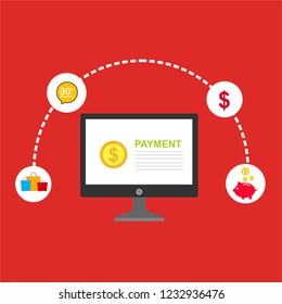 online payment online concept. Internet payments, protection money transfer, online bank vector illustration