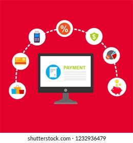 online payment online concept. Internet payments, protection money transfer, online bank vector illustration