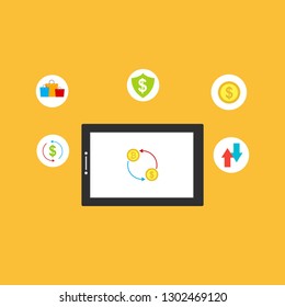 online payment online concept. Internet payments, protection money transfer, online bank vector illustration