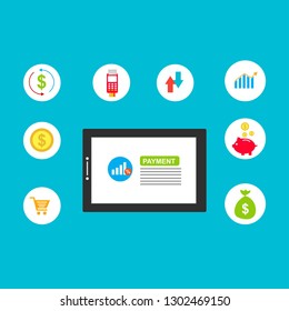 online payment online concept. Internet payments, protection money transfer, online bank vector illustration