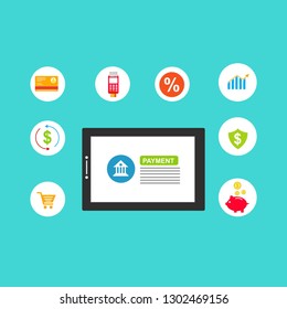 online payment online concept. Internet payments, protection money transfer, online bank vector illustration
