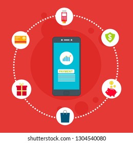 online payment online concept. Internet payments, protection money transfer, online bank vector illustration