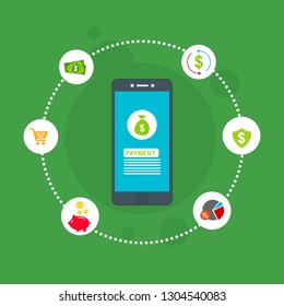 online payment online concept. Internet payments, protection money transfer, online bank vector illustration