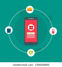 online payment online concept. Internet payments, protection money transfer, online bank vector illustration