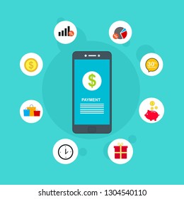 online payment online concept. Internet payments, protection money transfer, online bank vector illustration