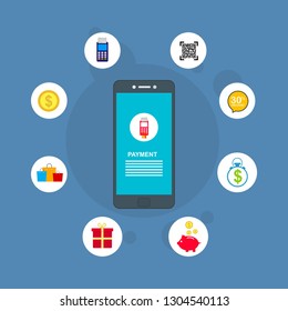 online payment online concept. Internet payments, protection money transfer, online bank vector illustration