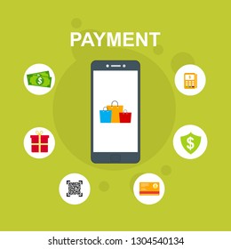 online payment online concept. Internet payments, protection money transfer, online bank vector illustration