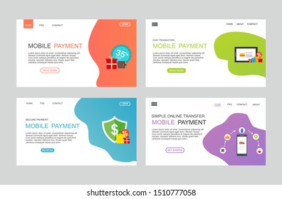 online payment online concept. Internet payments, protection money transfer, online bank vector illustration. Landing page template.