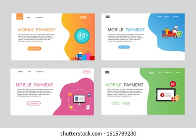 online payment online concept. Internet payments, protection money transfer, online bank vector illustration. Landing page template.