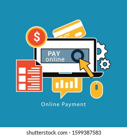 Online Payment Concept. Internet payments, data protection, money transfer, online banking