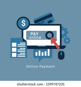 Online Payment Concept. Internet payments, data protection, money transfer, online banking