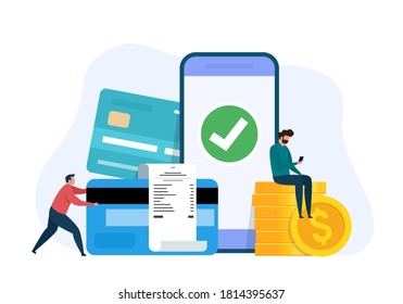 Online payment concept. Mobile banking. Payment by credit card. Vector illustration isolated on white background.