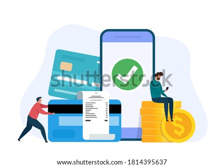 Online payment concept. Mobile banking. Payment by credit card. Vector illustration isolated on white background.