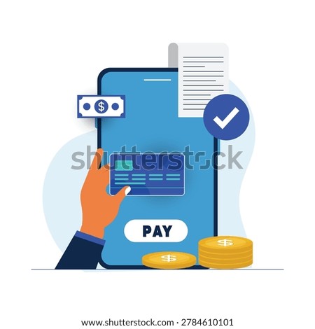 Online payment concept. Mobile banking. Payment by credit card hand holding