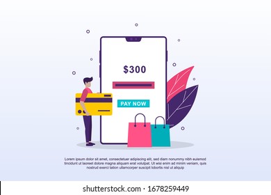 Online-Zahlungskonzept mit kleinen Leuten. Kann für Web-Landing-Seite, Banner, Marketingmaterial. Vektorillustration-Illustration