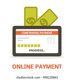 Online payment concept. Vector illustration of a tablet