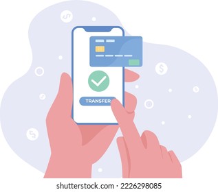 Online-Zahlung und digitales Rechnungskonzept. Mobile Banking App und Zahlung per Kreditkarte. Mobile Payment oder Geldtransfer Konzept.