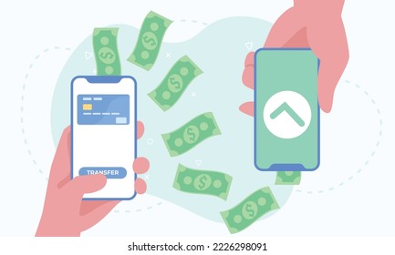 Online payment and digital bill concept. Mobile banking app and payment by credit card. Mobile payment or money transfer concept.