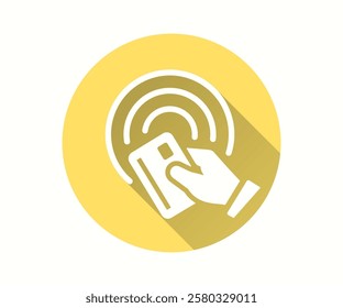 Online payment flat icon. Simple illustration with long shadow for graphic and web design.