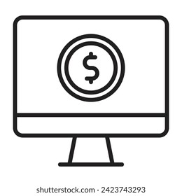 Icono de línea plana de pago en línea. ilustración vectorial.