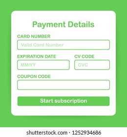 Online payment form. Online digital invoice on laptop. Vector stock illustration.