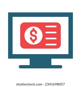 Online Payment Glyph Two Color Icon For Personal And Commercial Use.
