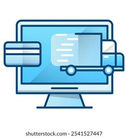 Ícone de pagamento on-line, ilustração de vetor de gradiente azul