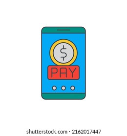 Online payment icon in color, isolated on white background 