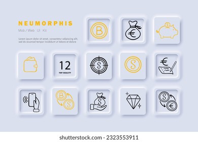 Online Payment Icon. Convenience, security, digital transactions, e-commerce, financial technology. Neomorphism. Vector line icon