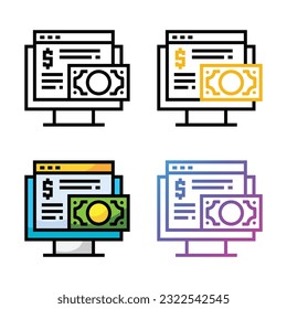 Online payment icon design in four variation color