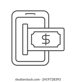 Online Payment icon, digital, transaction, finance, money thinline icon, editable vector icon, pixel perfect, illustrator ai file