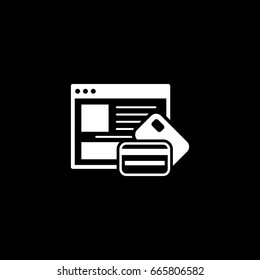 Online Payment Icon. Flat Design. Business Concept. Isolated Illustration with Web Page and Bank Cards