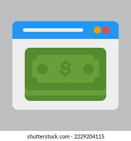 Online payment icon in flat style about browser, use for website mobile app presentation