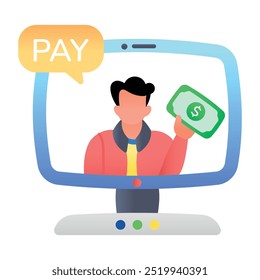 Ícone de pagamento online em estilo simples 