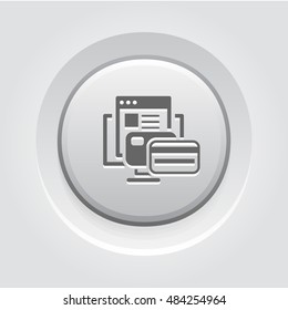 Online Payment Icon. Grey Button Design.