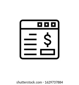 Online payment icon in linear, lineout icon style isolated on white background