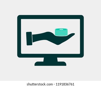 Online Payment Icon on gray baclground