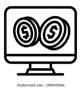 Online payment icon. Outline Online payment vector icon for web design isolated on white background