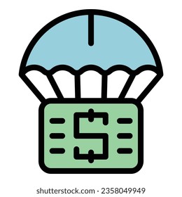 Online payment icon outline vector. Cashback money. Coin refund color flat