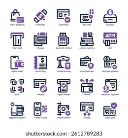 Online Payment Icon pack for your website, mobile, presentation, and logo design. Online Payment Icon dual tone design. Vector graphics illustration and editable stroke.