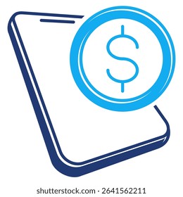 Online Payment icon represented by smartphone, money Dualtone style.