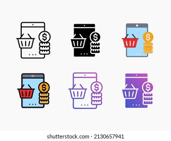 online payment icon set with line, outline, flat, filled, glyph, color, gradient. Editable stroke and pixel perfect. Can be used for digital product, presentation, print design and more.