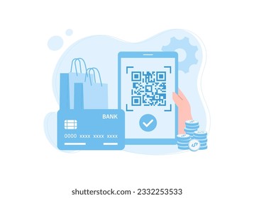 Icono de pago en línea conjunto de conceptos de tendencia ilustración plana