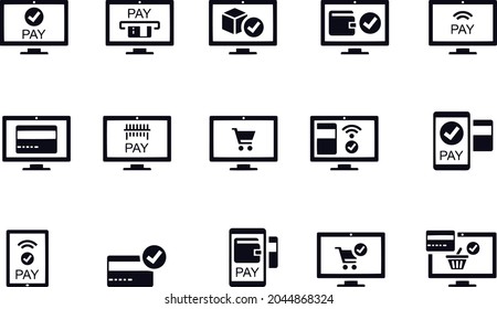 Online payment icon set vector design 